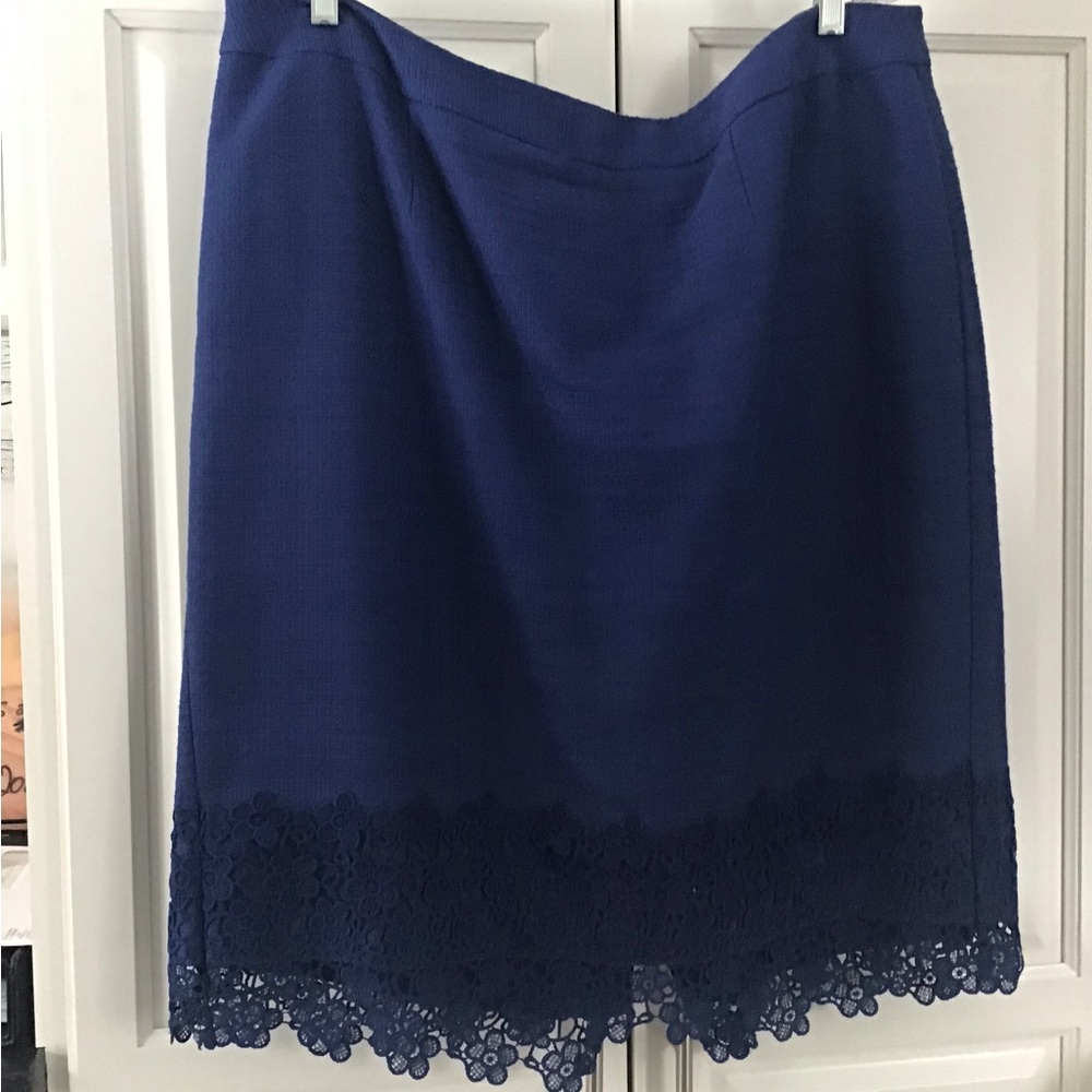 Talbots midnight blue laced edge plus size skirt